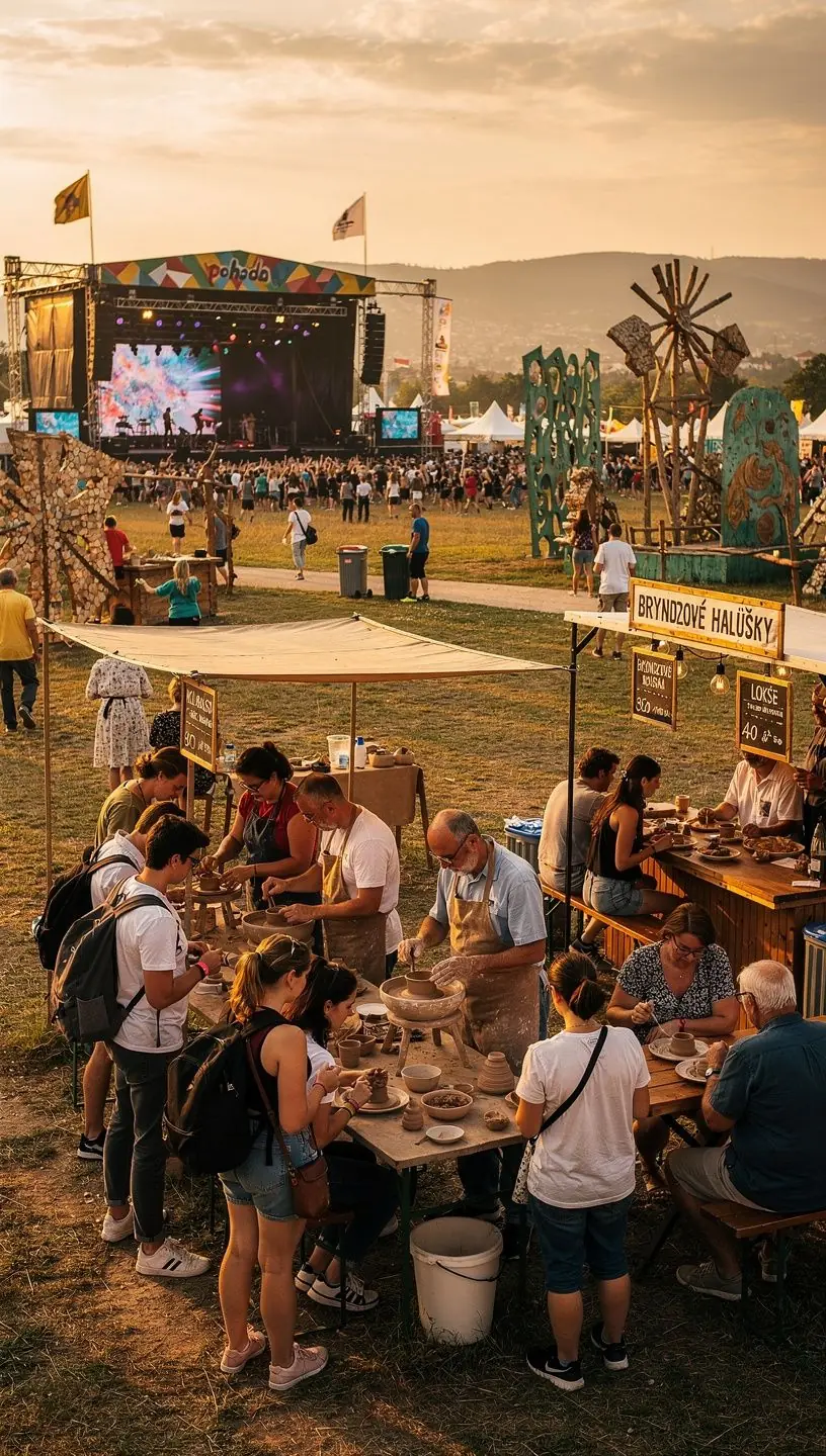 A group of tourists engaging in a guided tour at a cultural festival in Slovakia.